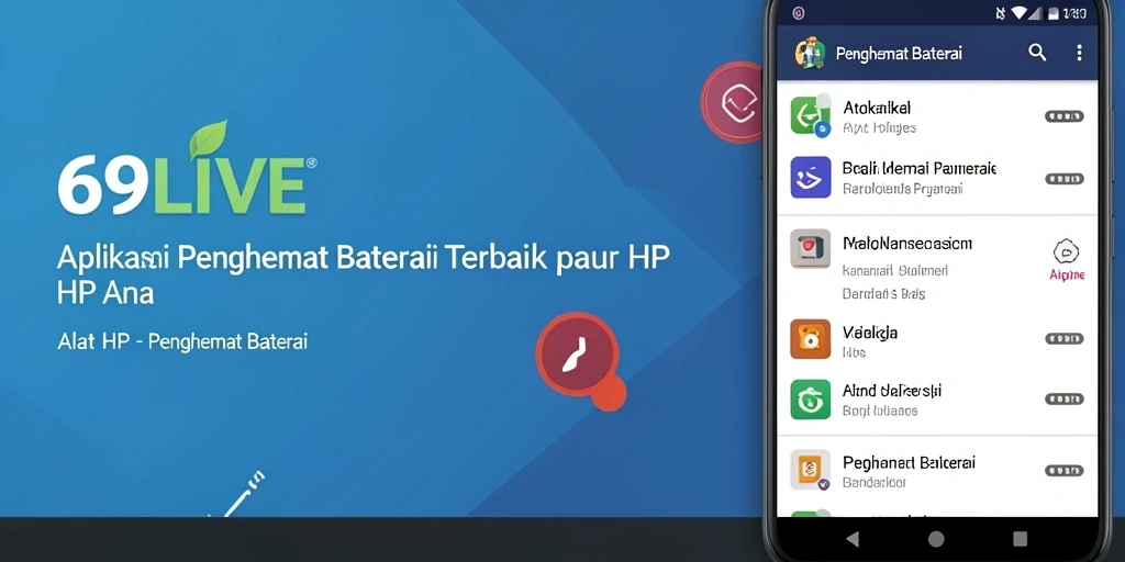 Screenshot antarmuka aplikasi 69LIVE yang menunjukkan fitur penghemat baterai.