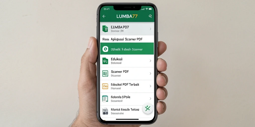Screenshot aplikasi LUMBA77 yang menampilkan antarmuka Scanner PDF yang user-friendly.