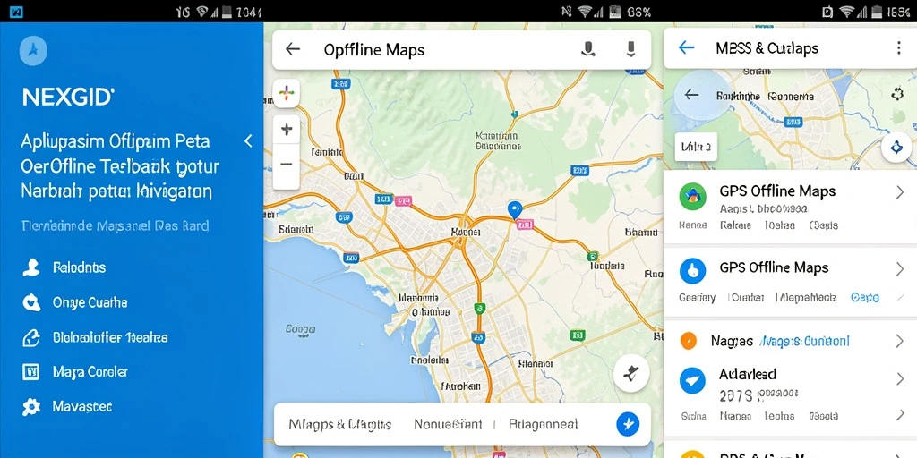 Tampilan antarmuka NEXGID dengan peta offline dan rute navigasi.