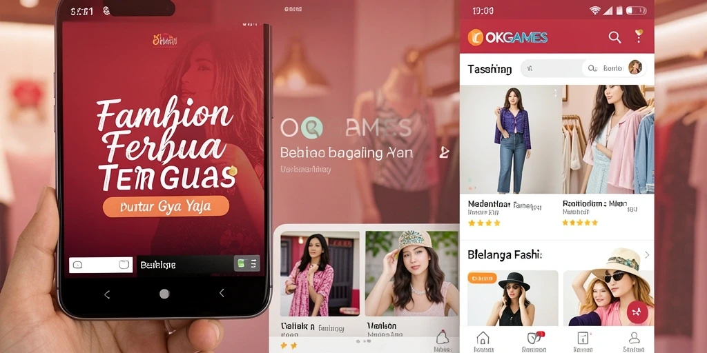 Antarmuka pengguna OKGAMES yang menarik untuk belanja fashion.