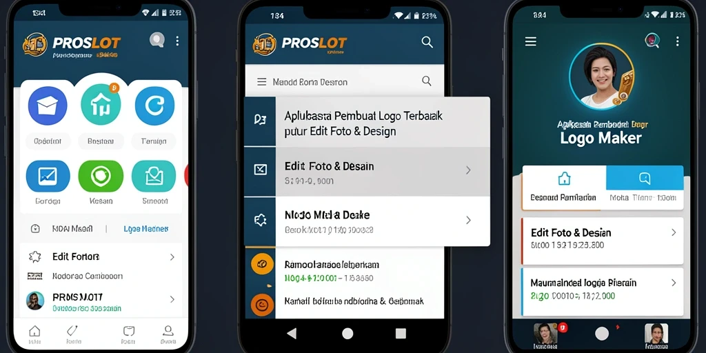 Antarmuka PROSLOT dengan fitur Logo Maker yang intuitif dan mudah digunakan.
