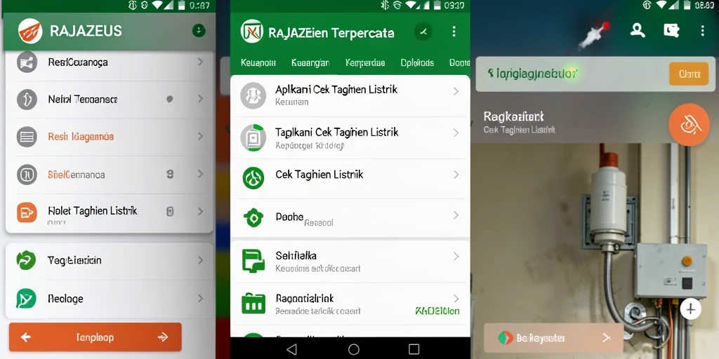 Antarmuka pengguna RAJAZEUS untuk cek tagihan listrik.