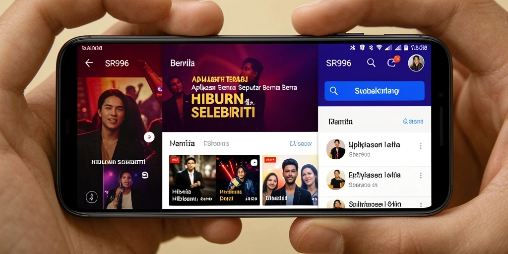 Antarmuka pengguna aplikasi Hiburan Selebriti yang menarik dan informatif.