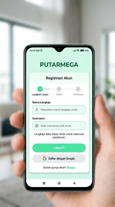 Panduan Registrasi Akun Baru Putarmega untuk Pengguna Android